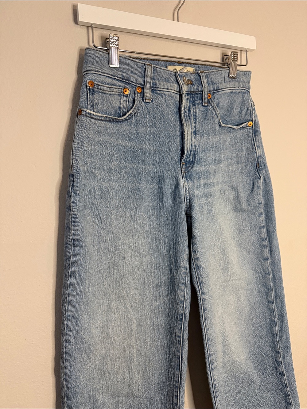 Madewell The Perfect Vintage Wide-Leg Crop Jean Light Wash Raw Hem 25  | [PH0732 - Picture 2 of 13